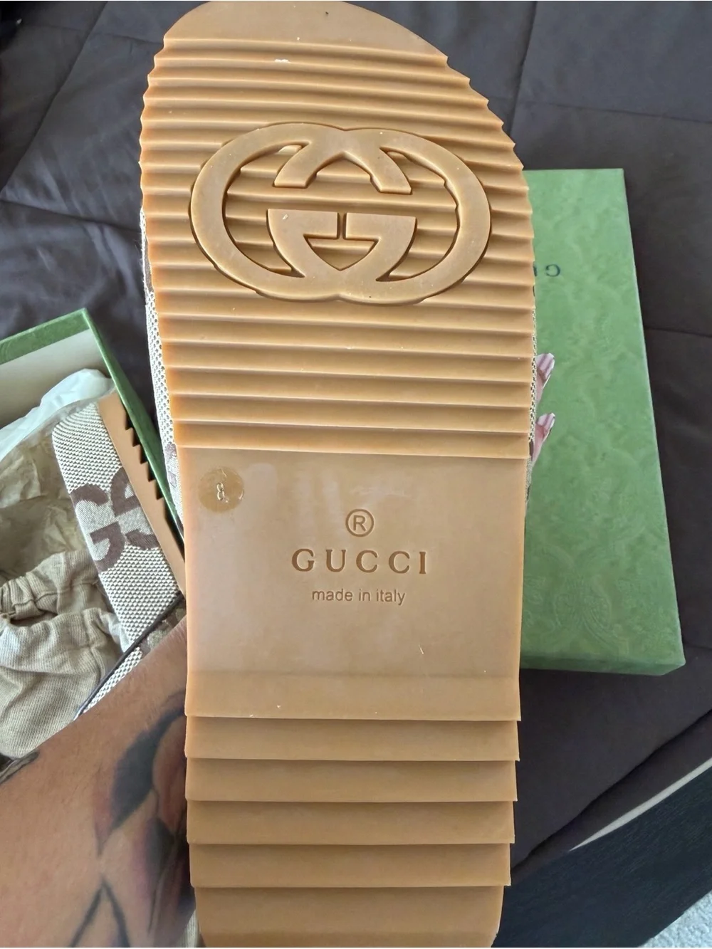 NEW Gucci Men’s GG Canvas Platform Slides
